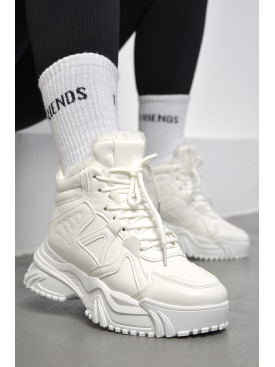 Кросівки жіночі на хутрі білого кольору м96-2 182609C