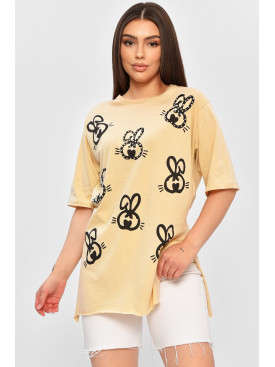 Футболка жіноча бежевого кольору 0038 184127C Футболка жіноча бежевого кольору 0038 184127C