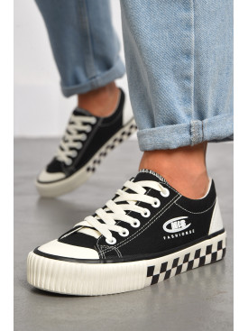 Кеди жіночі чорного кольору на шнурівці текстиль к313 184226C Кеди жіночі чорного кольору на шнурівці текстиль к313 184226C