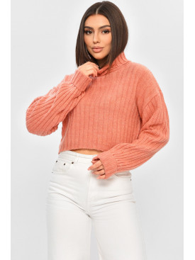 Свитер женский вязаный укороченный розового цвета 175 184511C