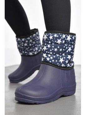 Дутики жіночі на хутрі темно-синього кольору з зірочками 185431C Дутики жіночі на хутрі темно-синього кольору з зірочками 185431C