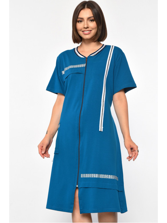 Халат жіночий батальний з принтом смарагдового кольору 31148 185792C