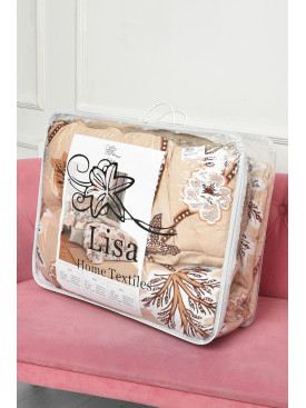 Комплект постельного белья с одеялом бежевого цвета двухспальный 07186 186475C