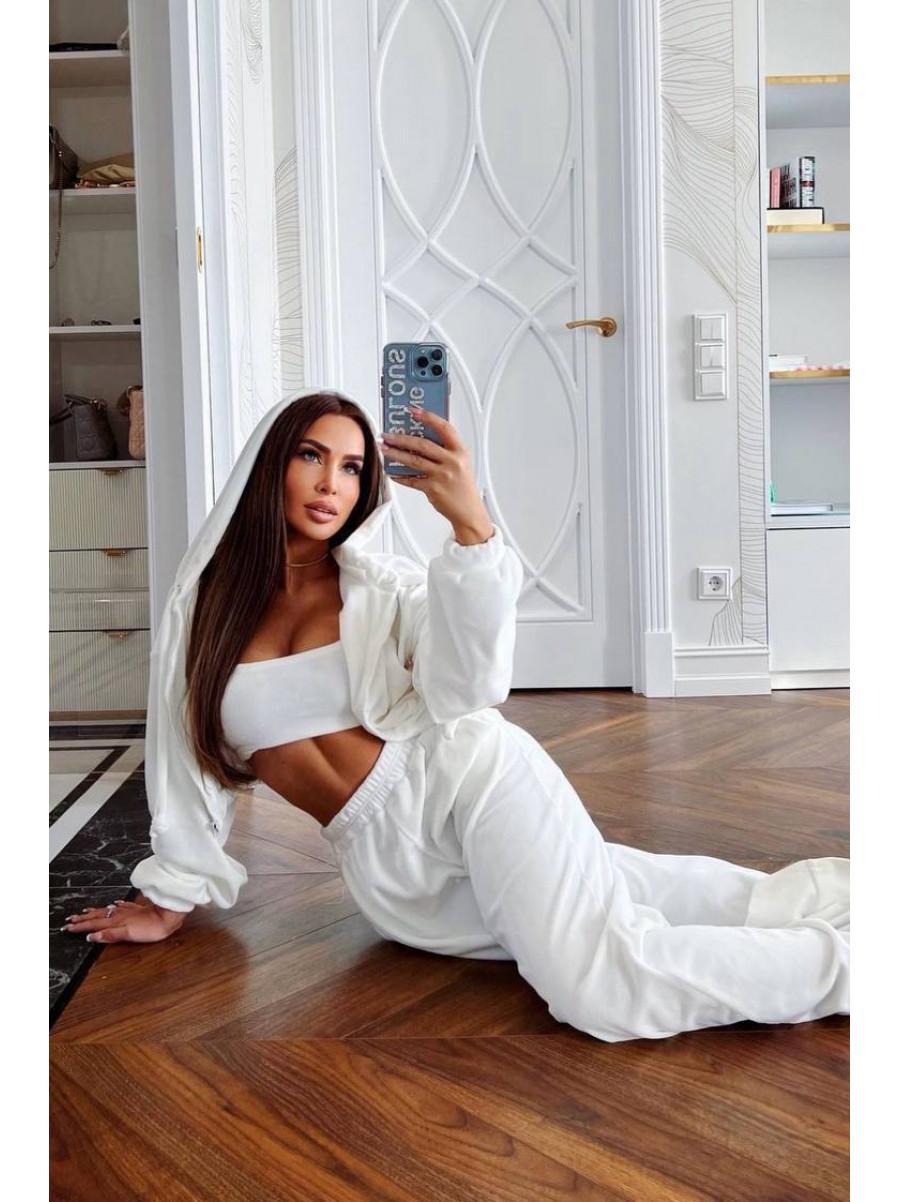 Спортивный костюм женский молочного цвета 1053 186841C
