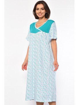 Ночная рубашка женская полубатальная белого цвета с цветочным принтом 101 187048C Ночная рубашка женская полубатальная белого цвета с цветочным принтом 101 187048C