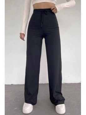 Штани жіночі в рубчик чорного кольору 1308 187223C Штани жіночі в рубчик чорного кольору 1308 187223C