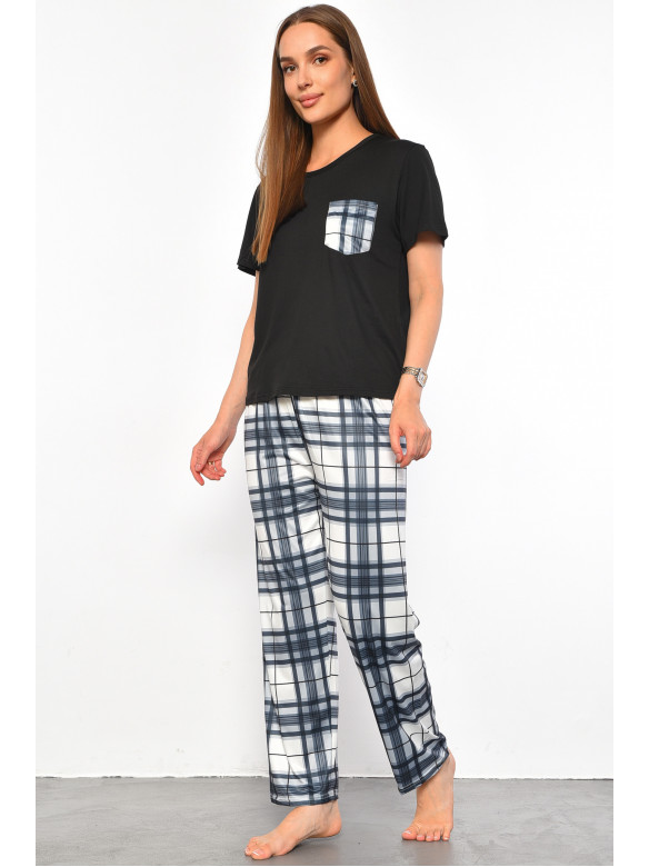 Пижама женская черного цвета с принтом 500019 187381C