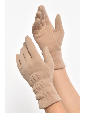 Рукавички жіночі на штучному хутрі бежевого кольору а012 187464C