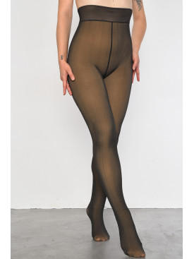 Колготки женские на искусственном меху имитация кожи черно-бежевого цвета 3000D а760-2 187651C Колготки женские на искусственном меху имитация кожи черно-бежевого цвета 3000D а760-2 187651C