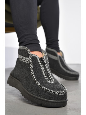 Бурки женские на меху черно-серого цвета Д-13 188942C