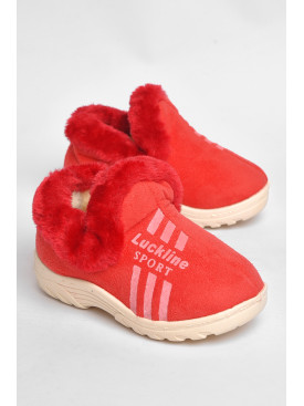 Капці дитячі чуні червоного кольору з хутром 502 189230C Капці дитячі чуні червоного кольору з хутром 502 189230C