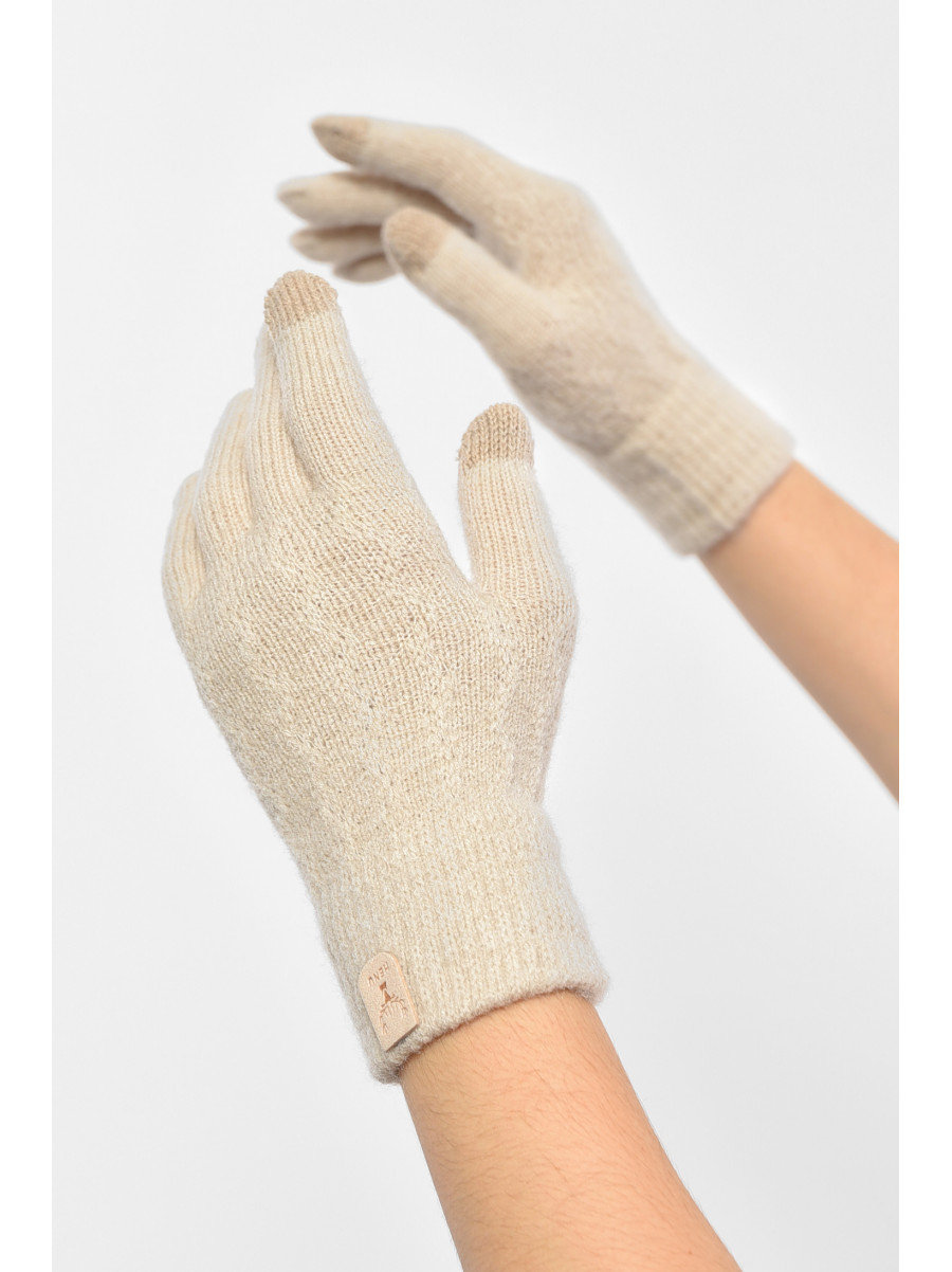 Рукавички жіночі сенсорні бежевого кольору утеплені 7023 189516C