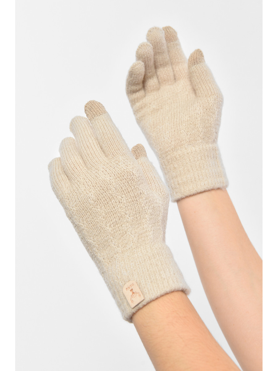 Рукавички жіночі сенсорні бежевого кольору утеплені 7023 189516C