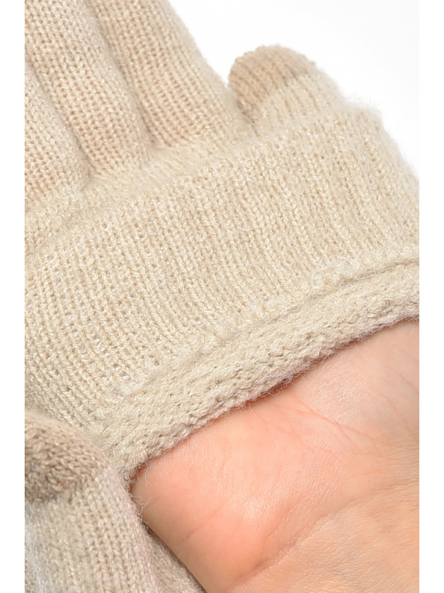 Рукавички жіночі сенсорні бежевого кольору утеплені 7023 189516C