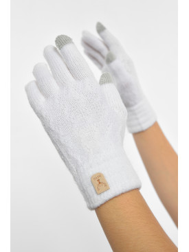Перчатки женские сенсорные белого цвета утепленные 7023 189517C