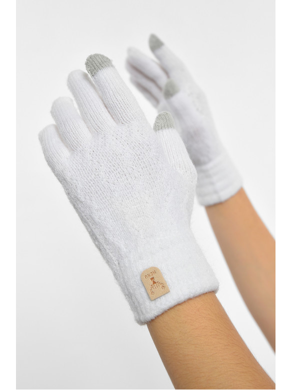 Рукавички жіночі сенсорні білого кольору утеплені 7023 189517C