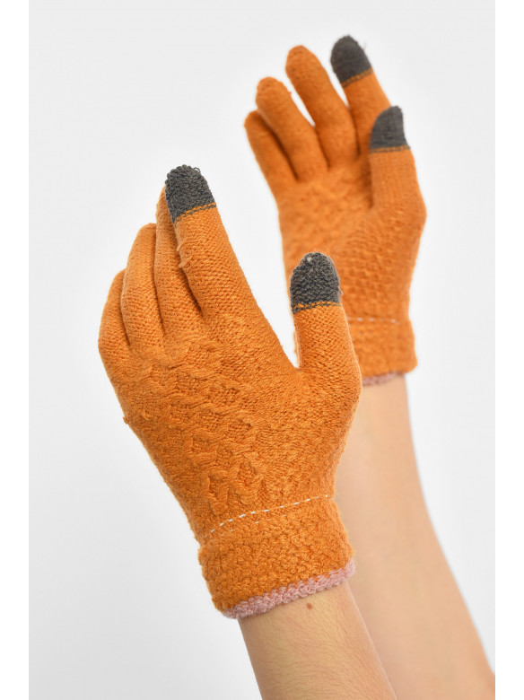 Перчатки женские сенсорные оранжевого цвета утепленные w-23 189996C