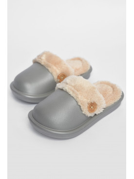Капці дитячі сірого кольору на хутрі 5025-9 190006C
