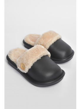 Тапочки детские черного цвета на меху 5025-1 190044C