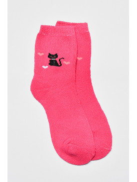 Шкарпетки жіночі махрові рожевого кольору 777 190205C