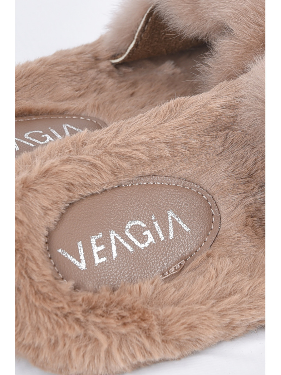 Тапочки домашние женские коричневого цвета меховые 9031-2 190225C