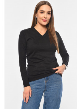 Свитер женский тонкий черного цвета однотонный 191277C Свитер женский тонкий черного цвета однотонный 191277C