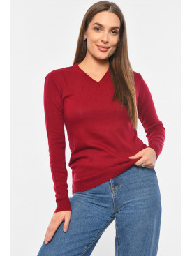 Светр жіночий тонкий бордового кольору однотонний 191278C