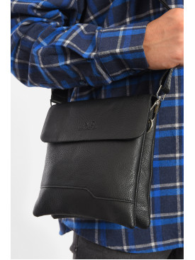 Сумка чоловіча через плече з екошкіри чорного кольору в-7 192816C