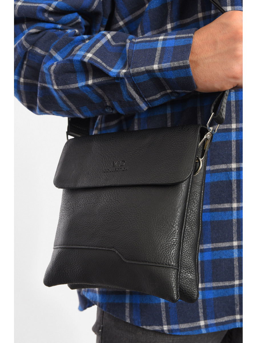 Сумка чоловіча через плече з екошкіри чорного кольору в-7 192816C