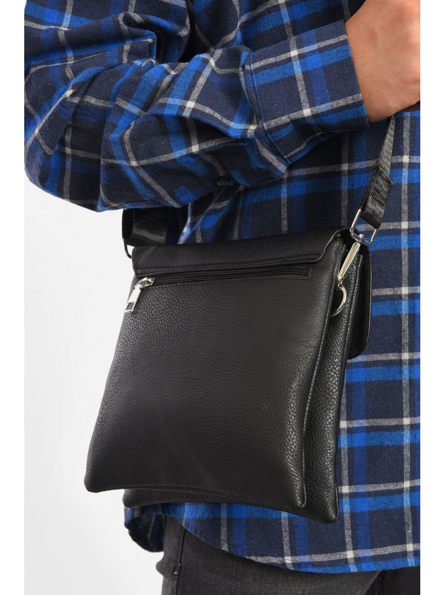 Сумка чоловіча через плече з екошкіри чорного кольору в-7 192816C