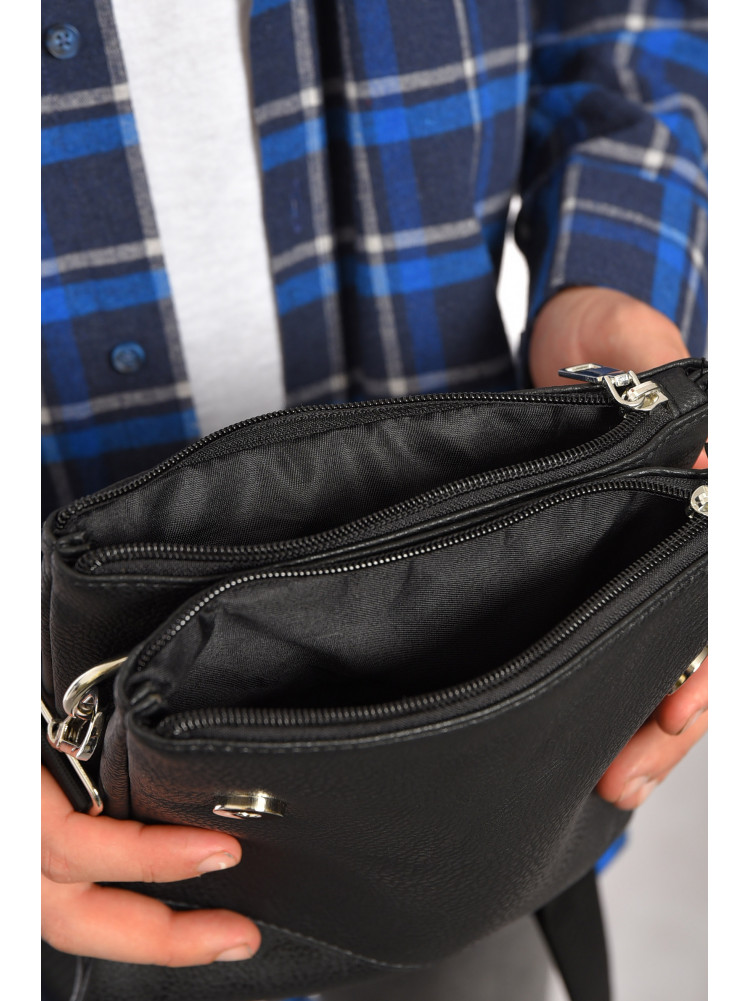 Сумка чоловіча через плече з екошкіри чорного кольору в-7 192816C