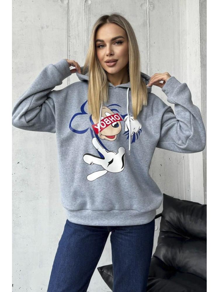 Худи женское на флисе серого цвета 16844852 193094C