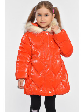 Куртка детская для девочки еврозима на искусственном меху красного цвета 2021-8 193349C