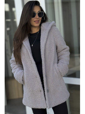 Пальто тедди женское серого цвета 65789 193417C Пальто тедди женское серого цвета 65789 193417C