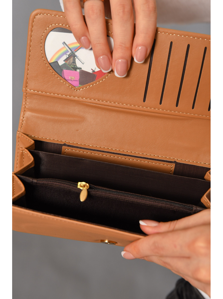 Кошелек женский из экокожи бежевого цвета 47 193642C