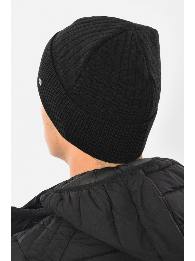 Шапка мужская на флисе черного цвета 193749C