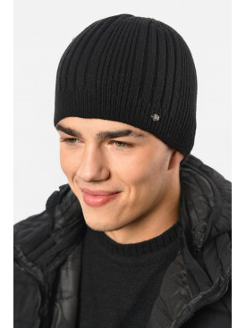 Шапка чоловіча на флісі чорного кольору 193752C