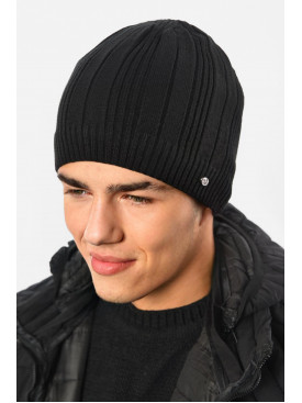 Шапка чоловіча на флісі чорного кольору 193770C