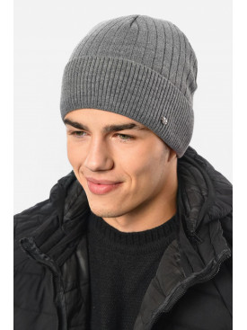 Шапка чоловіча на флісі сірого кольору 193784C
