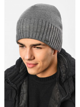 Шапка чоловіча на флісі сірого кольору 193805C