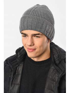 Шапка мужская на флисе серого цвета 193811C Шапка мужская на флисе серого цвета 193811C