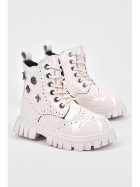 Ботинки детские для девочки демисезонные молочного цвета F8102В-11 194087C Ботинки детские для девочки демисезонные молочного цвета F8102В-11 194087C