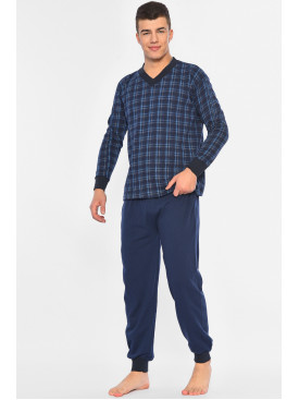Піжама чоловіча на флісі напівбатальна темно-синього кольору 0083 194304C