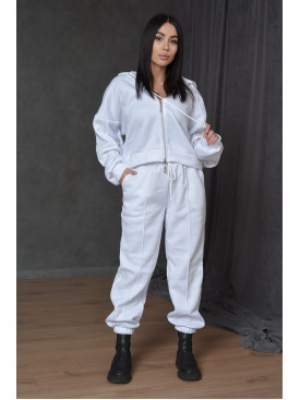 Спортивний костюм жіночий на флісі білого кольору Уцінка 1150 194385C Спортивний костюм жіночий на флісі білого кольору Уцінка 1150 194385C