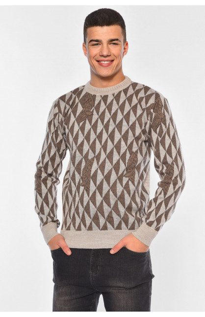 Свитер мужской однотонный бежевого цвета 1084-9 194527C