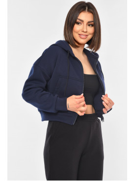 Худи женское на флисе темно-синего цвета 326 194541C Худи женское на флисе темно-синего цвета 326 194541C