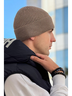 Шапка чоловіча демісезонна коричневого кольору А106 (366615) 194604C