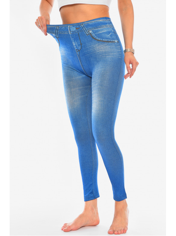 Джеггинсы женские на флисе синего цвета Slim`n Lift Caresse Jeans 194944C