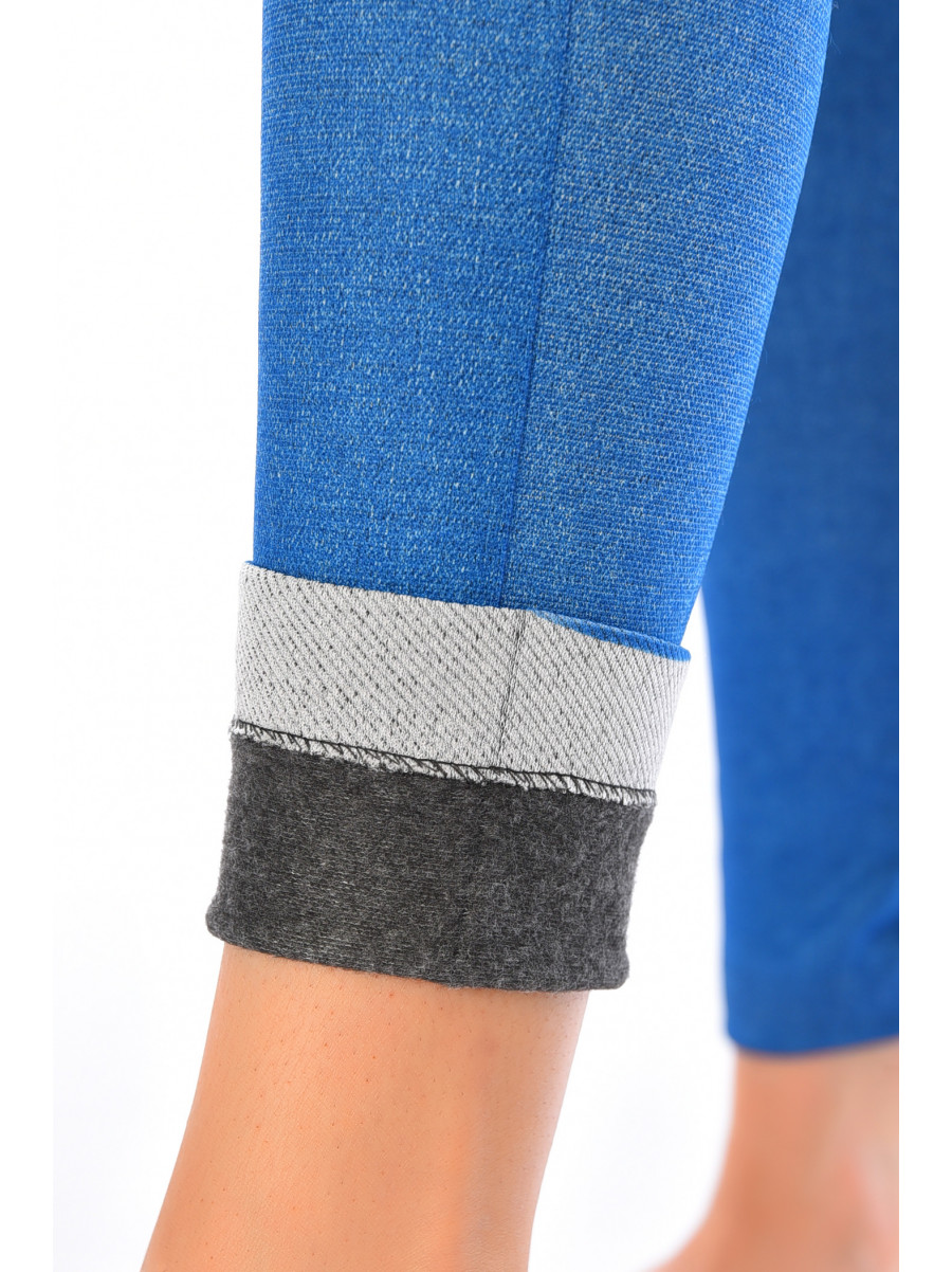 Джеггинсы женские на флисе синего цвета Slim`n Lift Caresse Jeans 194944C