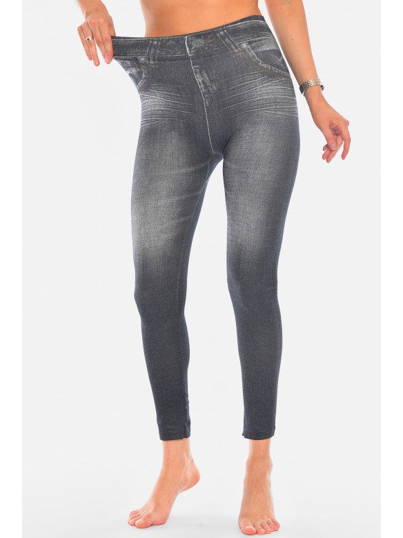 Джеггинсы женские на флисе черного цвета Slim`n Lift Caresse Jeans 194946C